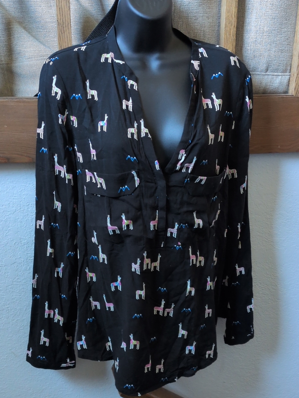 ✨ Nwt Maeve Llama Alpaca Print Long Sleeve Shirt Size US 12 - Picture 2 of 8